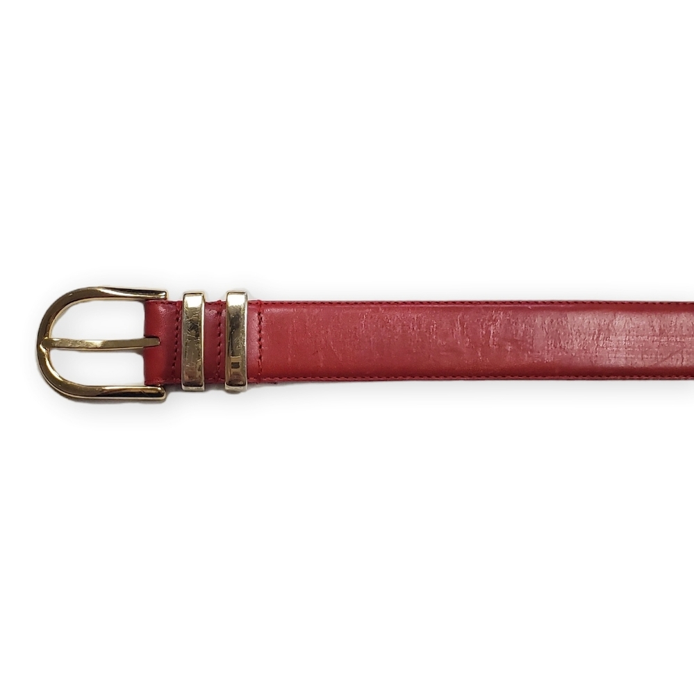 Talbots Red Leather Belt with Gold Buckle - Picture 2 of 11